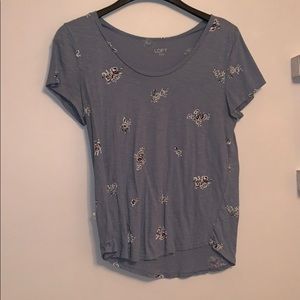 size small, light blue loft t-shirt with flowers.
